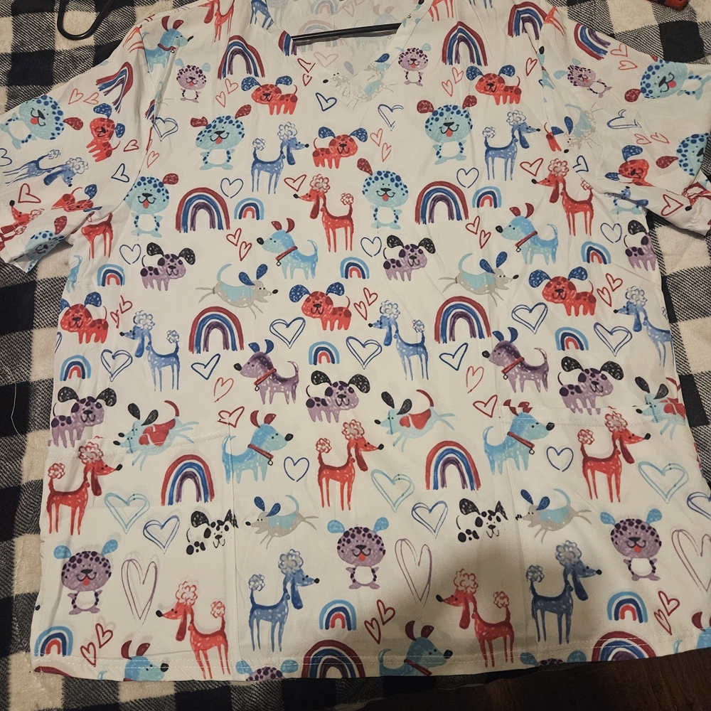 Colorful Animal Print Scrub Top